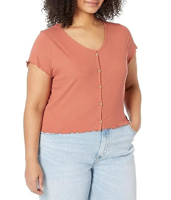 Maya V-Neck Button Front Tee