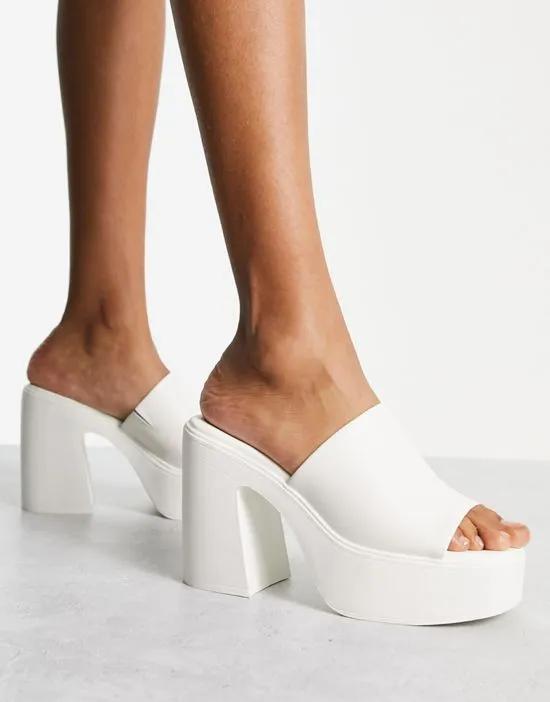 Maysee lightweight platform mules in white leather