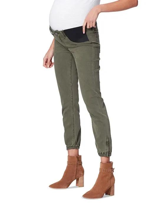 Mayslie Jo Mid Rise Slim Maternity Jeans in Vintage Ivy Green