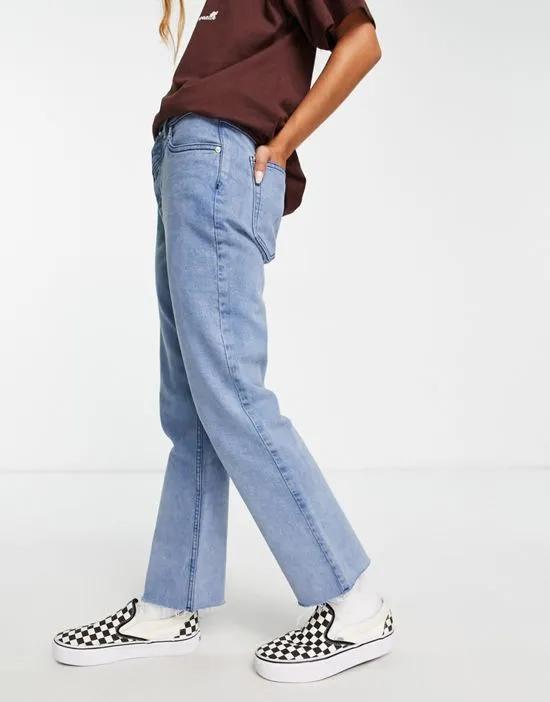 Mazzi high rise cropped flare jeans in mid blue