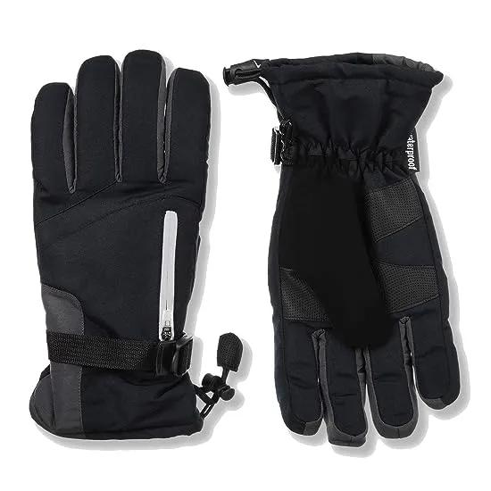 Men's Adjustable Windproof Waterproof Snowboarding And Ski Glove With Reflective, Nose Wipe, and Zippered Pockets