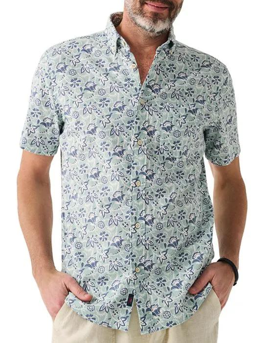 Men's Breeze Floral Regular Fit Short Sleeve Button Down Shirt