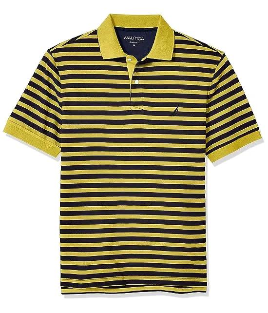 Men's Classic Fit 100% Cotton Soft Short Sleeve Stripe Polo Shirt
