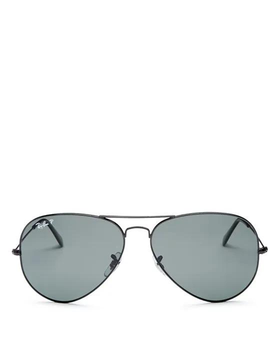 Men's Classic Polarized Brow Bar Aviator Sunglasses, 62mm