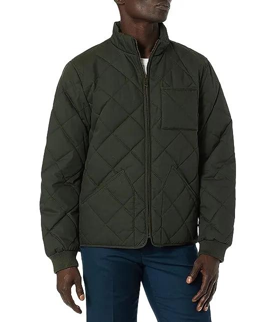 Men's Coated Cotton Diamond Quilted Jacket