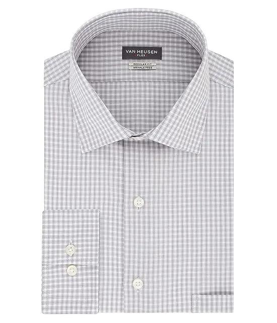 Men's Dress Shirt Regular Fit Flex Collar Check