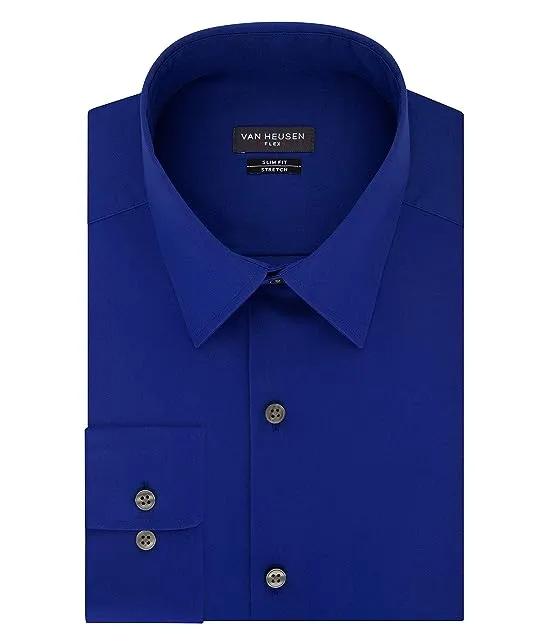 Men's Dress Shirt Slim Fit Flex Collar Stretch Solid