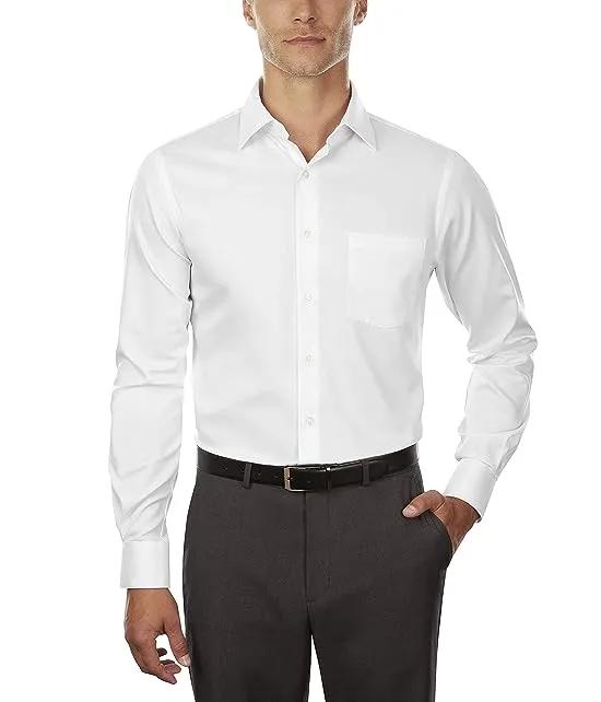 Men's Dress Shirts Fitted Lux Sateen Stretch Solid Spread Collar