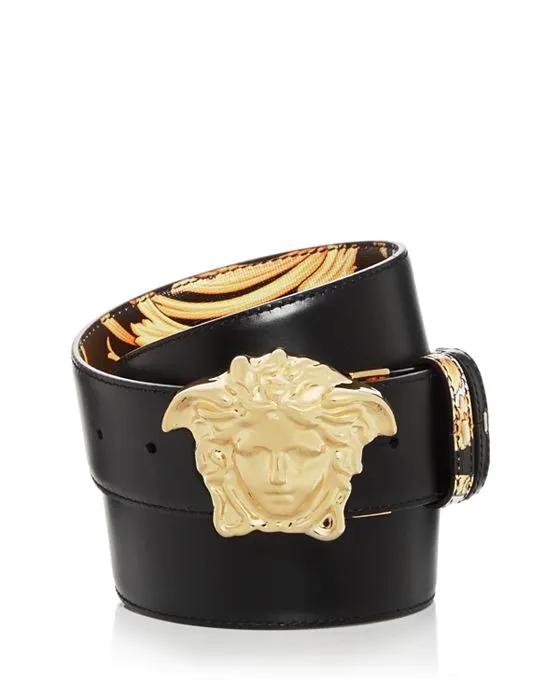 Men's Gold Heritage Medusa Buckle Reversible Leather Belt