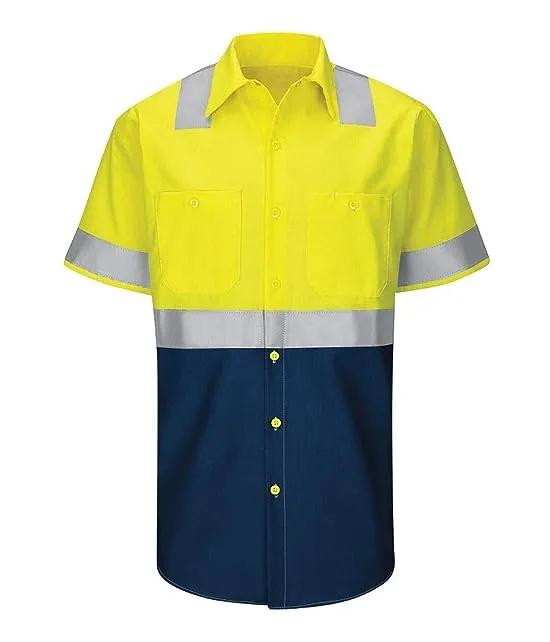 Men's Hi-vis Ss Colorblock Ripstop Work Shirt-Type R, Class 2