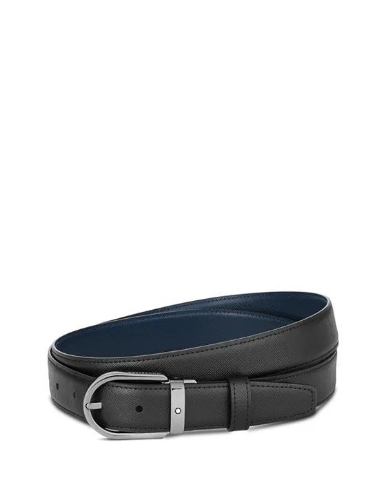 Men's Horseshoe Reversible Saffiano Leather Belt