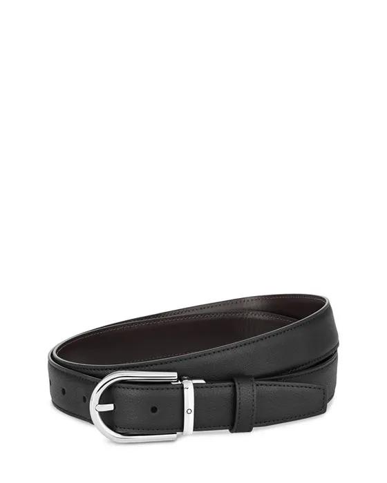 Men's Horseshoe Stainless Steel Reversible Leather Belt
