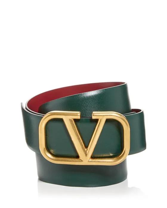 Men's Logo Buckle Reversible Leather Belt