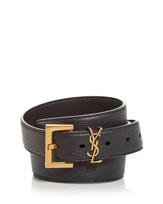 Men's Logo Slim Leather Belt