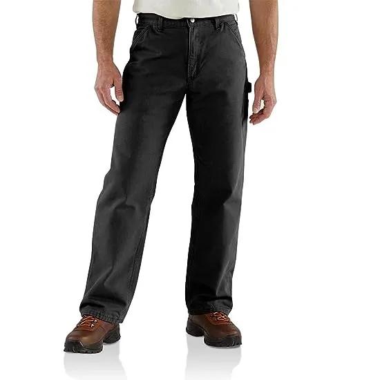 Men's Loose Fit Washed Duck Flannel-Lined Utility Work Pant
