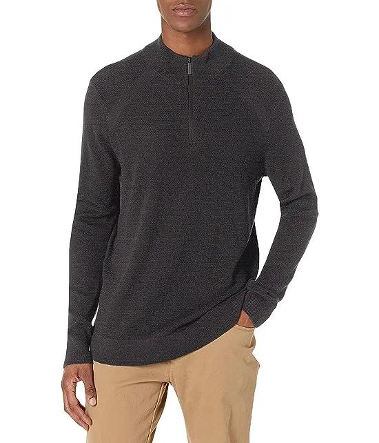 Men's Motion Textured Merino Wool Blend Quarter Zip Sweater