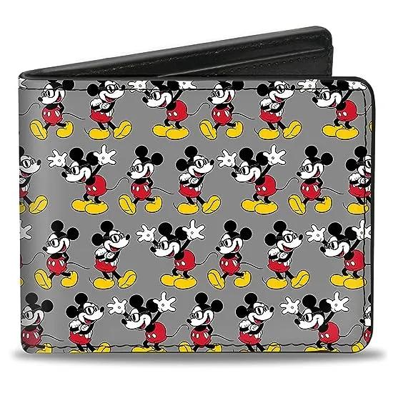 Men's Nerdy Mickey Mouse 3-Pose Stripe Gray, Multicolor, Standard Size