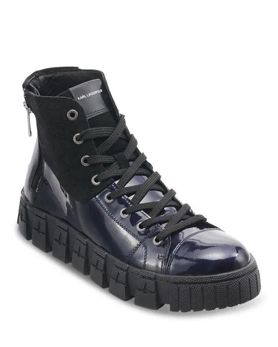Men's Patent Leather Sneaker Boots