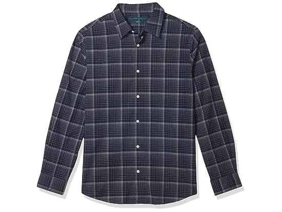 Men's Plaid Grid Long Sleeve Button-Down Stretch Shirt