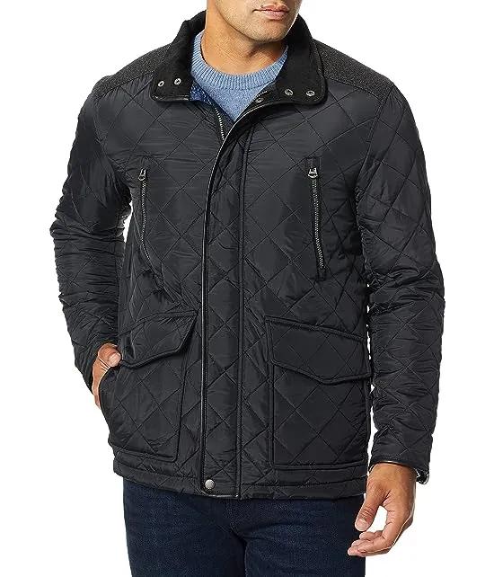 Men's Quilted Jacket with Corduroy Collar
