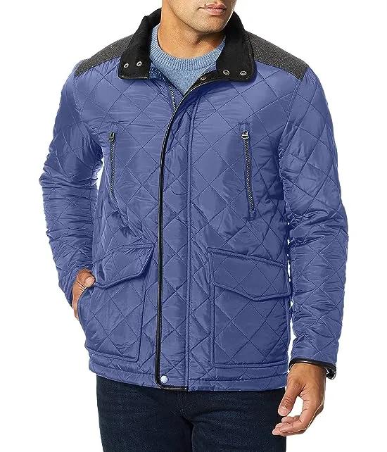 Men's Quilted Jacket with Corduroy Collar