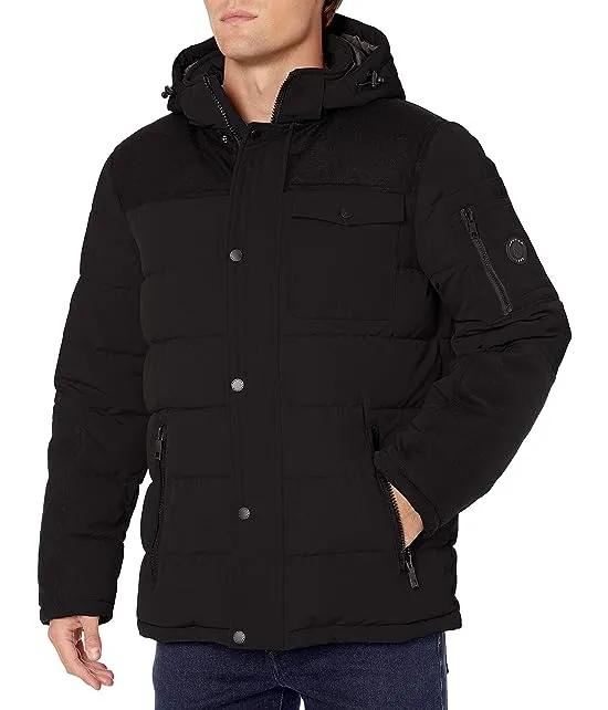 Men's Quilted Parka Jacket With Removable Faux Fur Hood