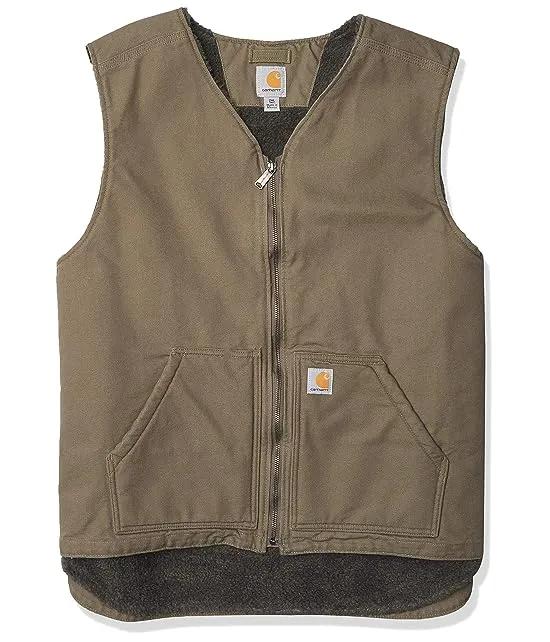 Men's Relaxed Fit Washed Duck Sherpa-Lined Vest
