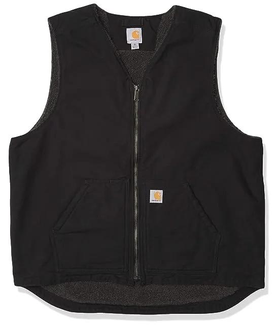 Men's Relaxed Fit Washed Duck Sherpa-Lined Vest