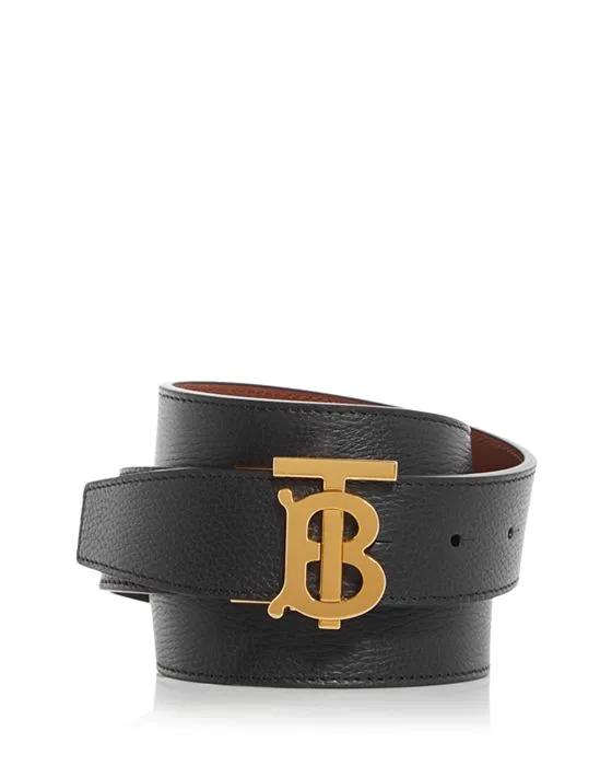 Men's Reversible Monogram Plaque Leather Belt