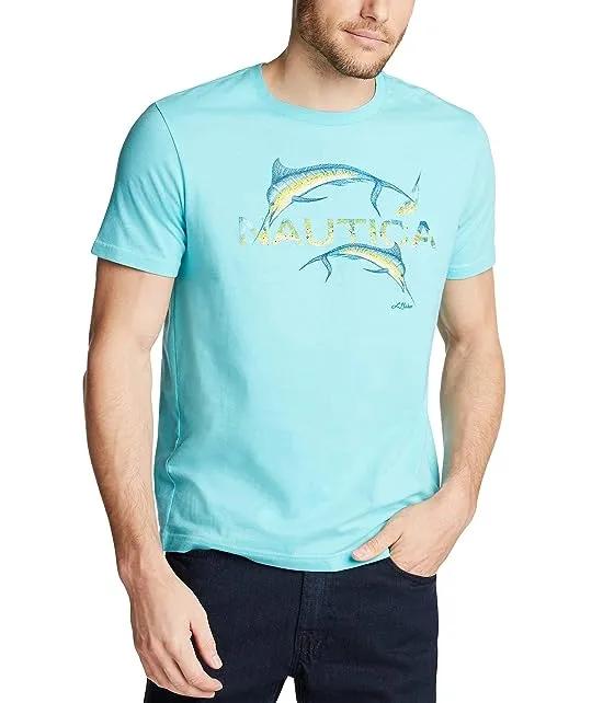 Men's Short Sleeve 100% Cotton Fish Print Series Graphic Tee Shirt
