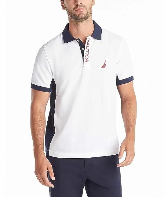Men's Short Sleeve Color Block Performance Pique Polo Shirt