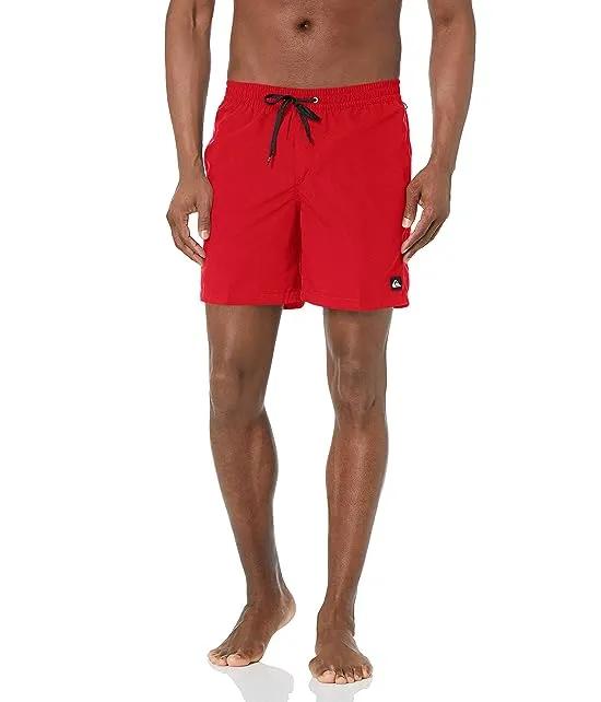 Men's Solid Elastic Waist Volley Boardshort Swim Trunk Bathing Suit
