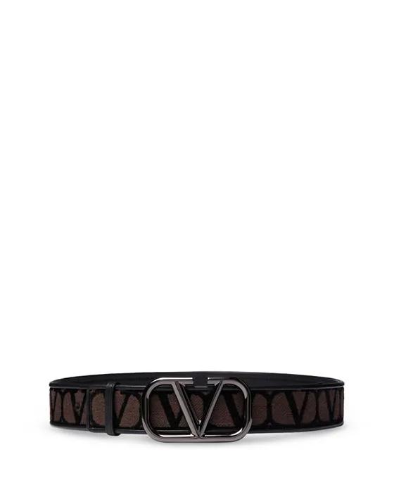 Men's V Logo Signature Buckle Belt 
