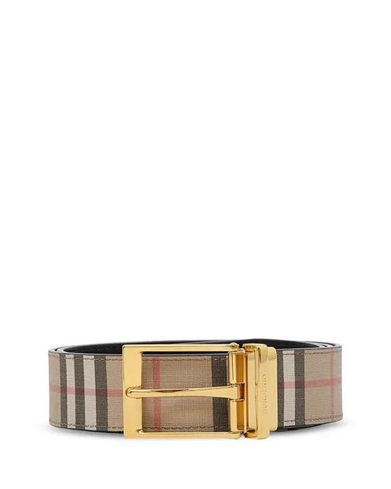 Men's Vintage Check & Leather Reversible Belt