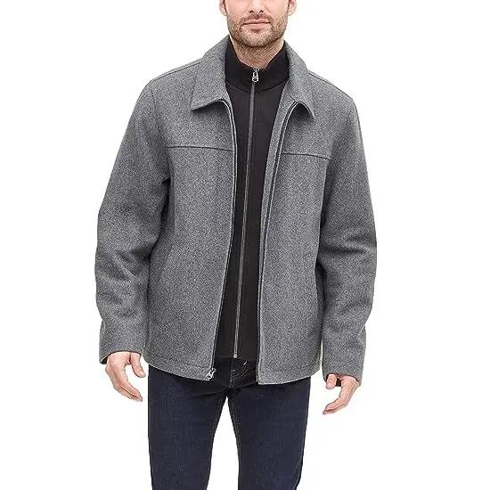 Men's Wool Blend Open Bottom Jacket with Quilted Bib