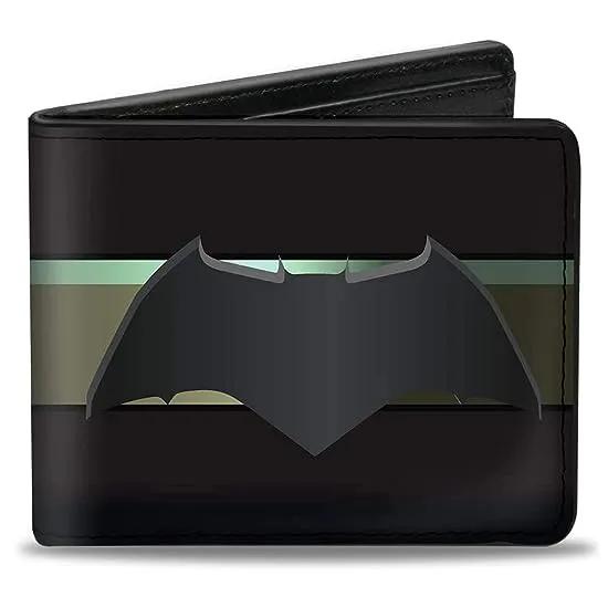 Mens Buckle-down Pu Bifold - Batman 2017 Icon/Stripe Black/Gold-fade Bi Fold Wallet, Multicolor, 4.0 x 3.5 US