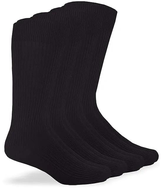 Mens Women's Unisex Microfiber Nylon Rib Mid Calf Dress Socks 4 Pack