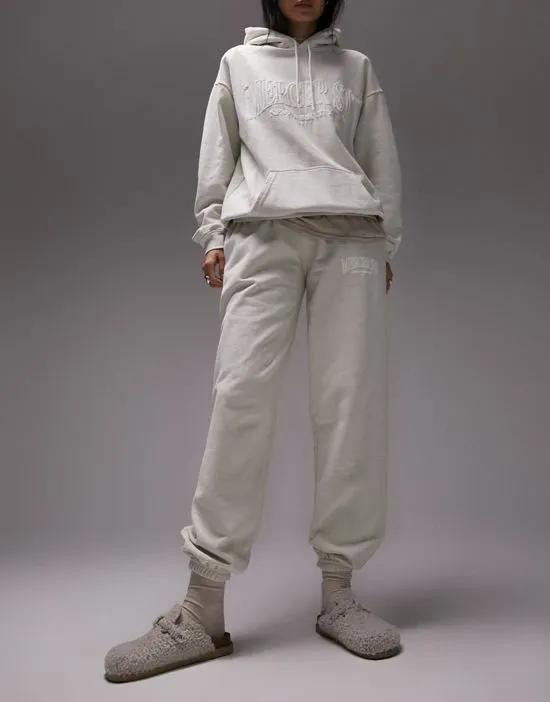 mercer street printed vintage wash oversized cuffed sweatpants in ecru - part of a set