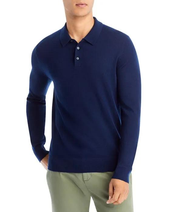Merino Wool Regular Fit Long Sleeve Polo Shirt 