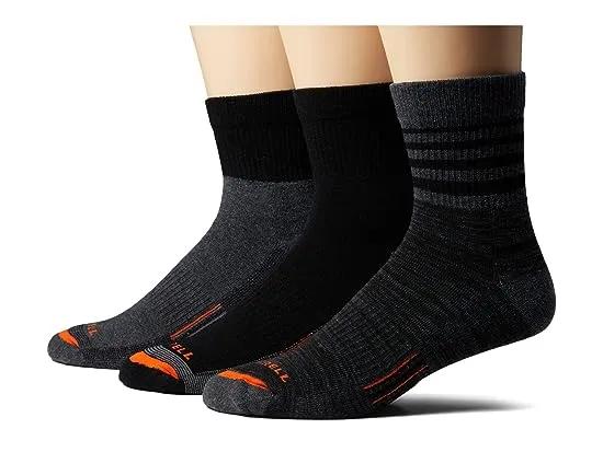 Merino Wool Work Quarter Socks 3-Pair