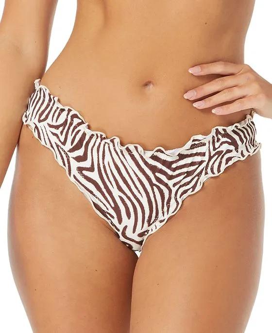 Mermaid Zebra-Printed Ruffled Bikini Bottoms, Created for Macy's