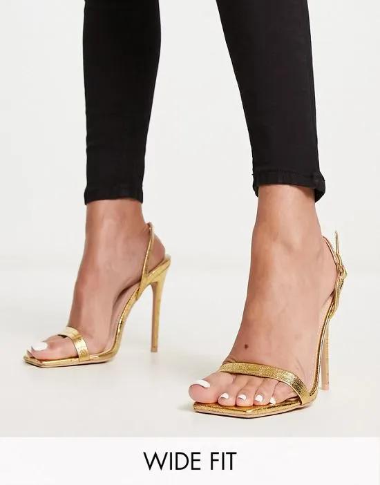 Meryn heeled sandals in gold croc