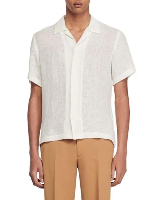 Mesh Linen Short Sleeve Shirt
