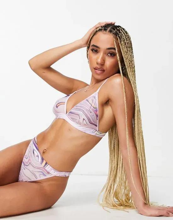 mesh lingerie set in lilac swirl print