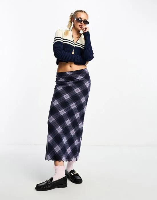 mesh midi skirt in check