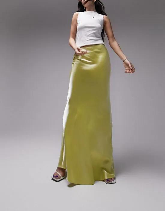 metallic bias skirt in yellow