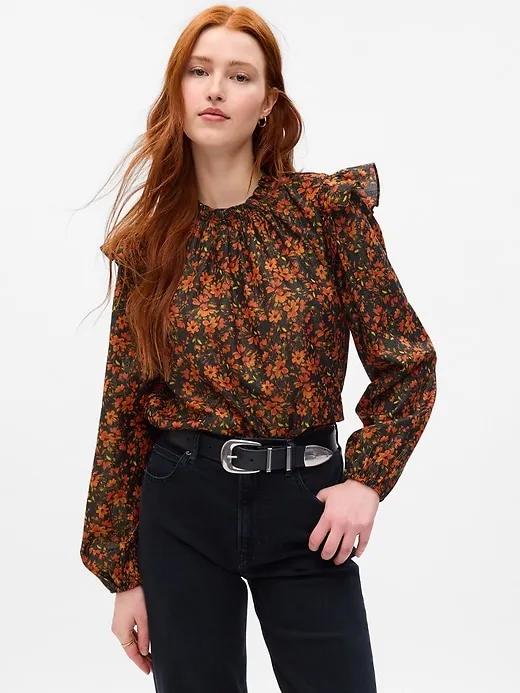 Metallic Ruffle Shirt