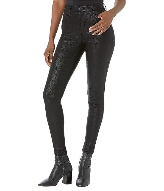 Mia - Coated High-Rise Fab AB Toothpick Skinny Five-Pocket in Black