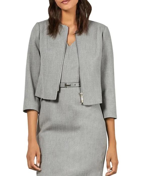 Micah Cropped Textured Zip-Front Blazer
