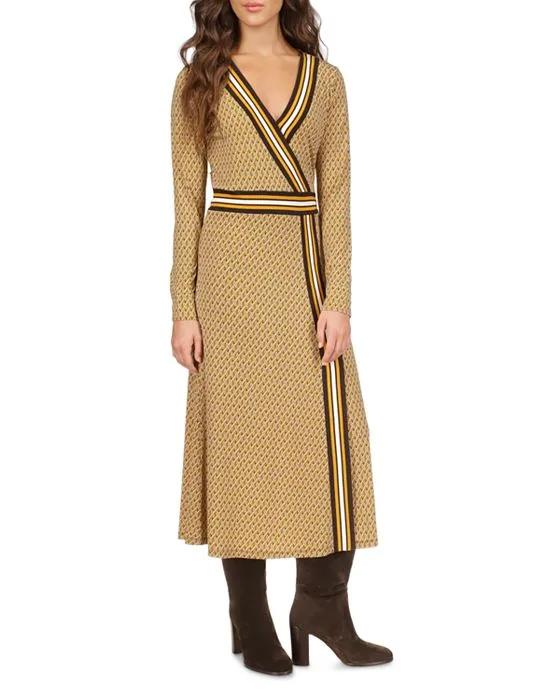 MICHAEL Border Print Faux Wrap Dress